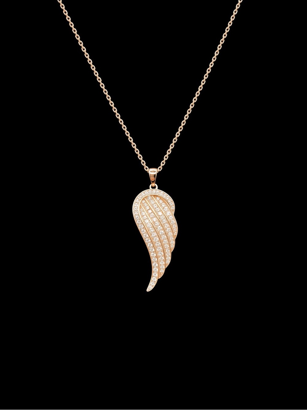 NEW 925 Sterling Silver Rose Gold Plated Angel Wing Necklace